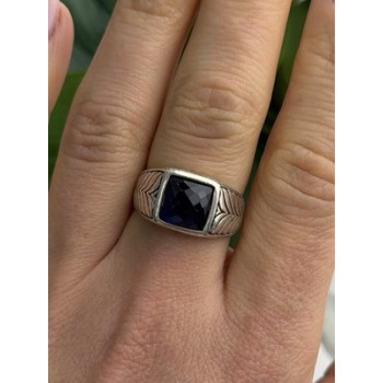 Vintage 925 Sterling Silver Sapphire Ring Size 7.5