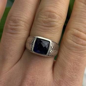 Vintage 925 Sterling Silver Sapphire Ring Size 7.5