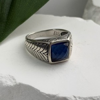 Vintage 925 Sterling Silver Sapphire Ring Size 7.5