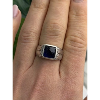 Vintage 925 Sterling Silver Sapphire Ring Size 7.5