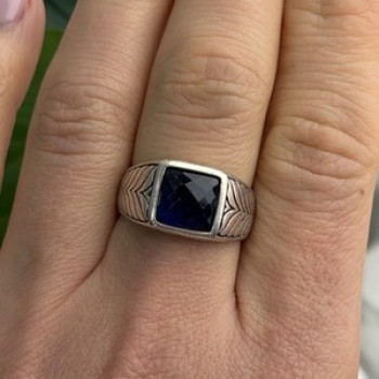 Vintage 925 Sterling Silver Sapphire Ring Size 7.5