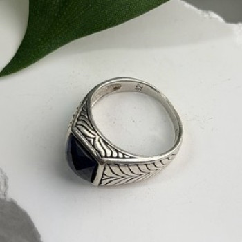 Vintage 925 Sterling Silver Sapphire Ring Size 7.5
