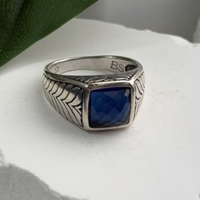 Vintage 925 Sterling Silver Sapphire Ring Size 7.5