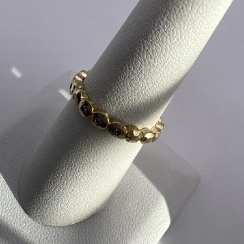 925 Sterling Silver Gold Plated CZ Ring Size 7.5