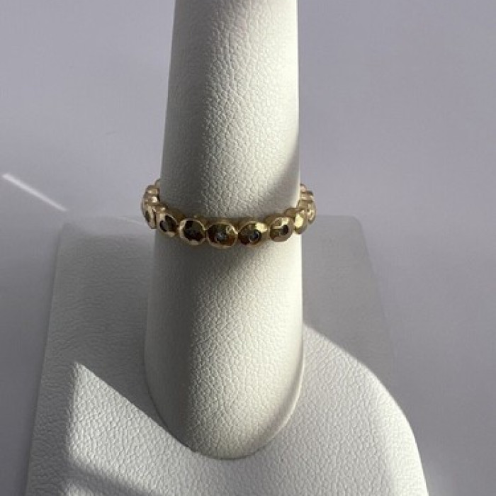 925 Sterling Silver Gold Plated CZ Ring Size 7.5
