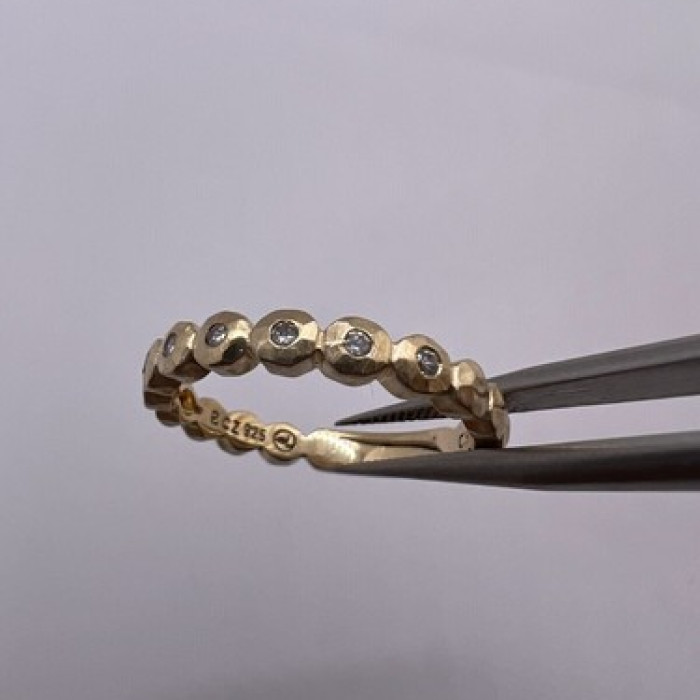 925 Sterling Silver Gold Plated CZ Ring Size 7.5