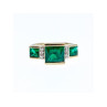 10K YELLOW GOLD EMERALD & DIAMONDS RING SIZE 5.5