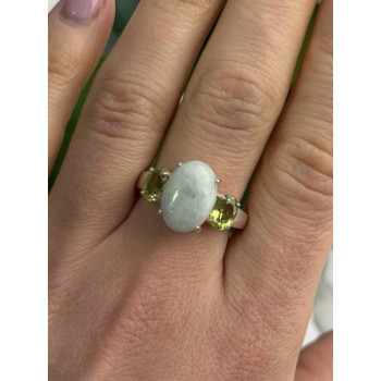 Joy 925 Sterling Silver Jade & Peridot Ring Size 10
