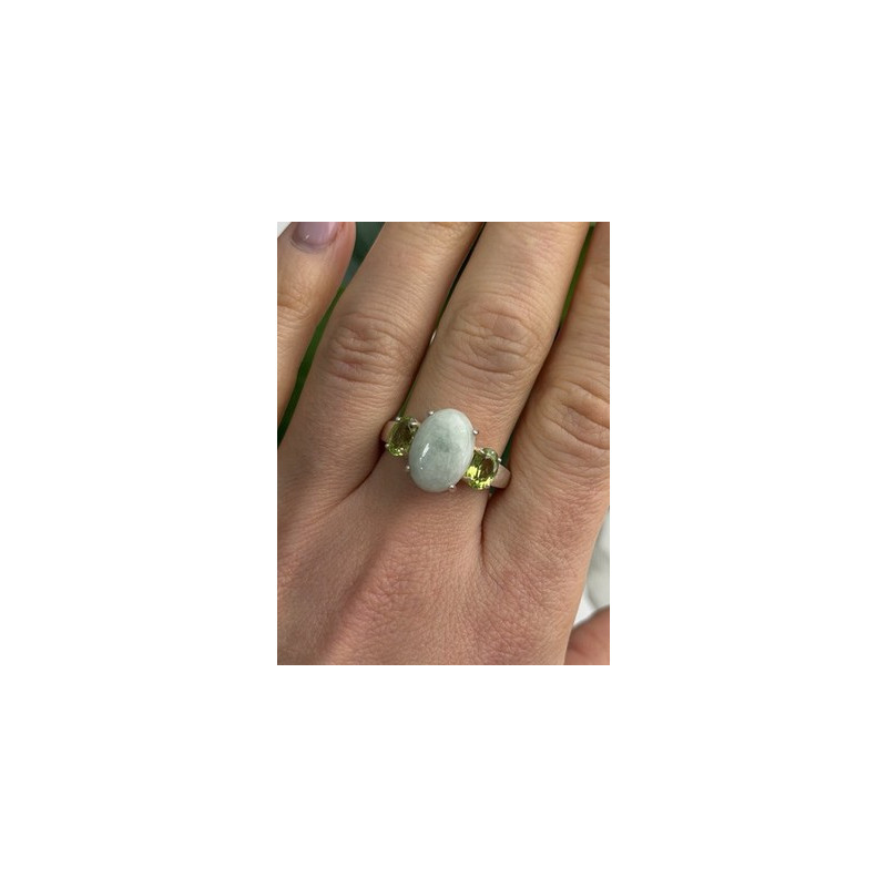 Joy 925 Sterling Silver Jade & Peridot Ring Size 10
