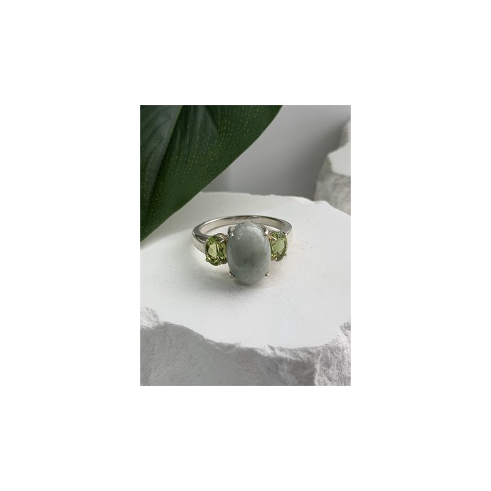 Joy 925 Sterling Silver Jade & Peridot Ring Size 10