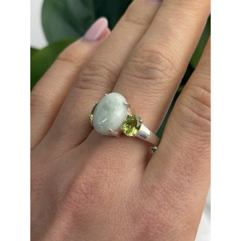Joy 925 Sterling Silver Jade & Peridot Ring Size 10