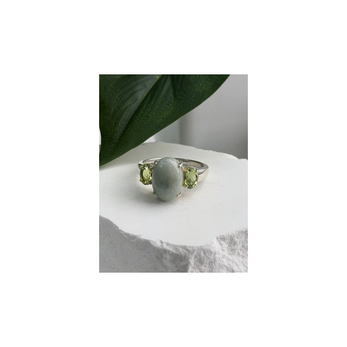 Joy 925 Sterling Silver Jade & Peridot Ring Size 10