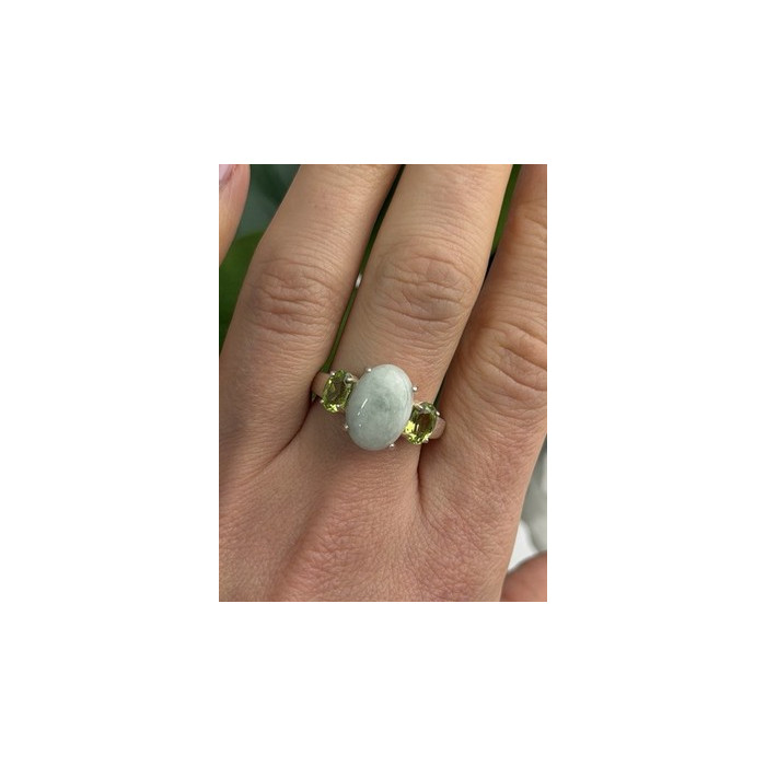 Joy 925 Sterling Silver Jade & Peridot Ring Size 10
