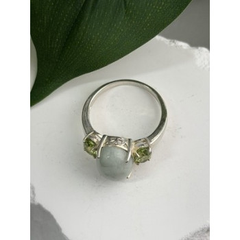 Joy 925 Sterling Silver Jade & Peridot Ring Size 10