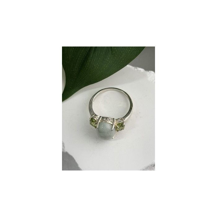 Joy 925 Sterling Silver Jade & Peridot Ring Size 10