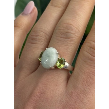 Joy 925 Sterling Silver Jade & Peridot Ring Size 10