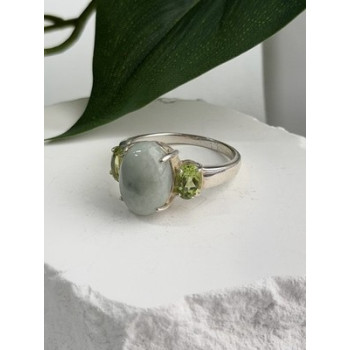 Joy 925 Sterling Silver Jade & Peridot Ring Size 10
