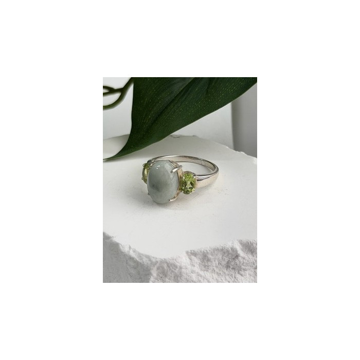 Joy 925 Sterling Silver Jade & Peridot Ring Size 10