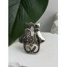 Two Cats 925 Sterling Silver Marcasite Brooch