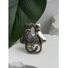 Two Cats 925 Sterling Silver Marcasite Brooch
