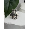 Two Cats 925 Sterling Silver Marcasite Brooch