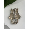 Two Cats 925 Sterling Silver Marcasite Brooch