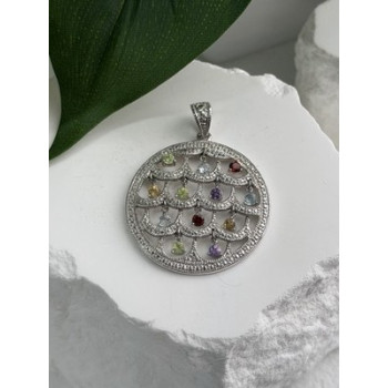 Beautiful 925 Sterling Silver Multi Color Spinel Pendant