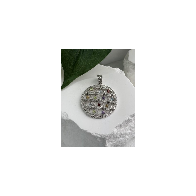 Beautiful 925 Sterling Silver Multi Color Spinel Pendant