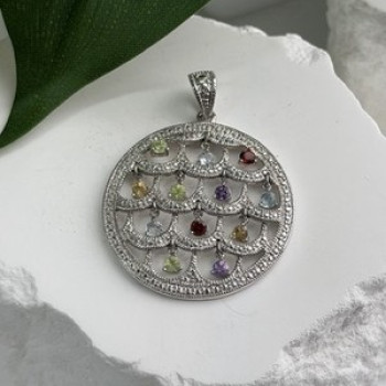 Beautiful 925 Sterling Silver Multi Color Spinel Pendant