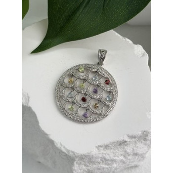 Beautiful 925 Sterling Silver Multi Color Spinel Pendant