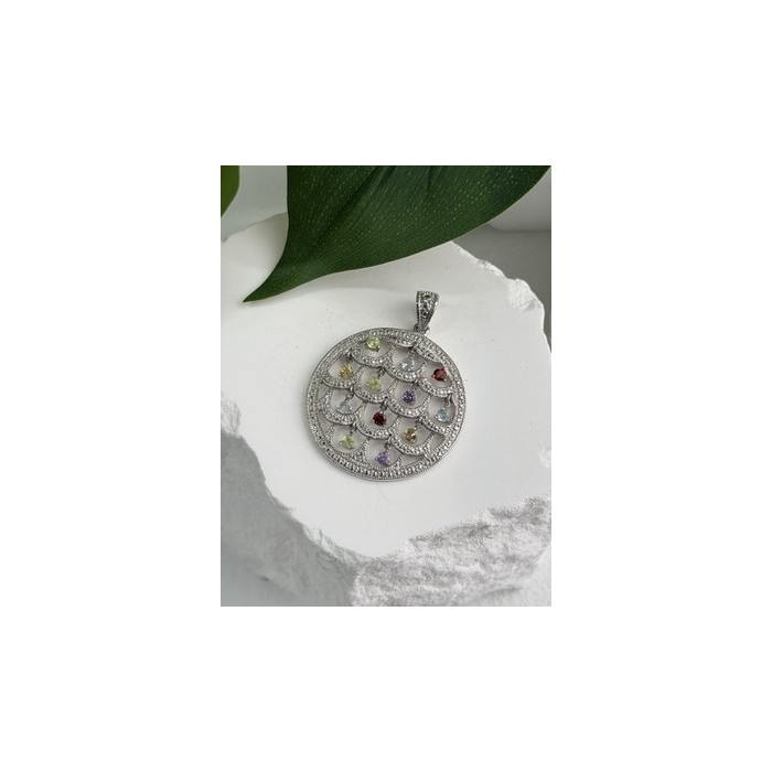 Beautiful 925 Sterling Silver Multi Color Spinel Pendant