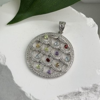 Beautiful 925 Sterling Silver Multi Color Spinel Pendant