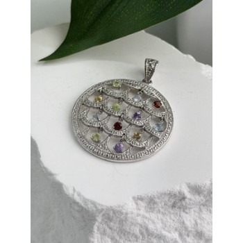 Beautiful 925 Sterling Silver Multi Color Spinel Pendant