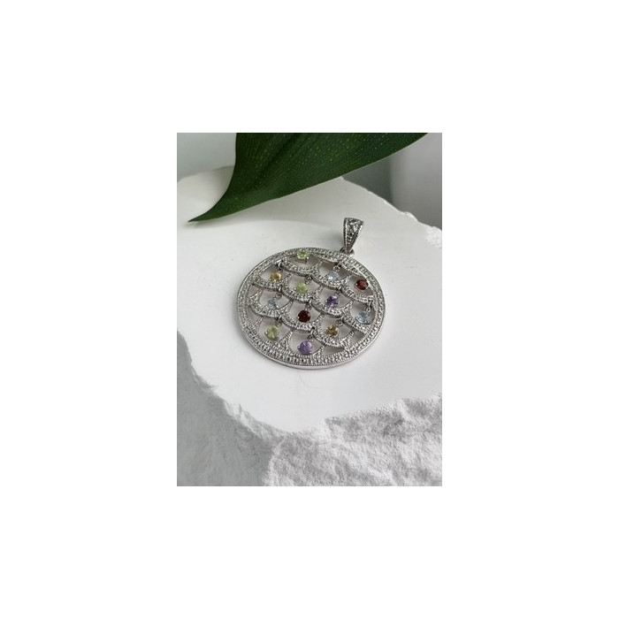 Beautiful 925 Sterling Silver Multi Color Spinel Pendant