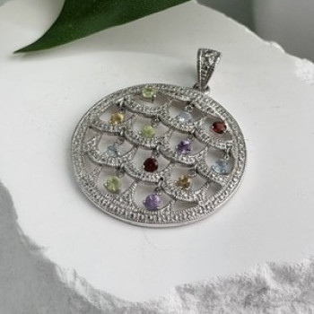 Beautiful 925 Sterling Silver Multi Color Spinel Pendant