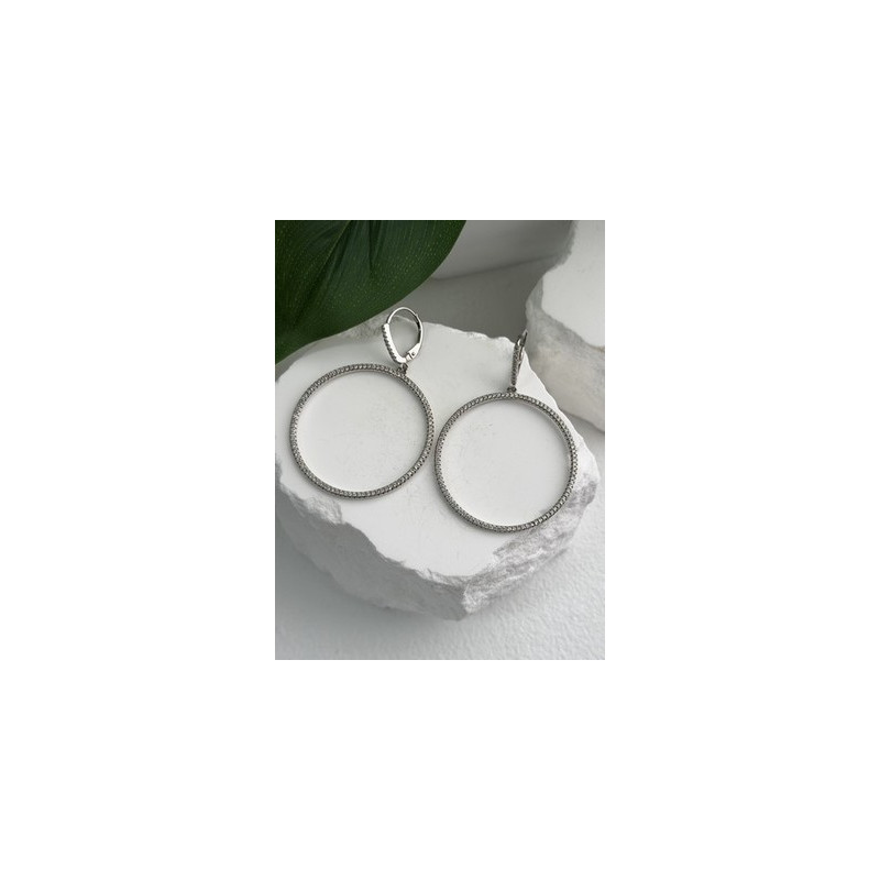 Elegant 925 Sterling Silver Cz Hoop Earrings