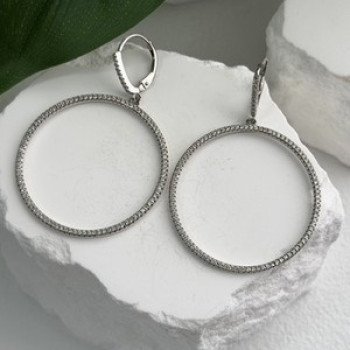 Elegant 925 Sterling Silver Cz Hoop Earrings