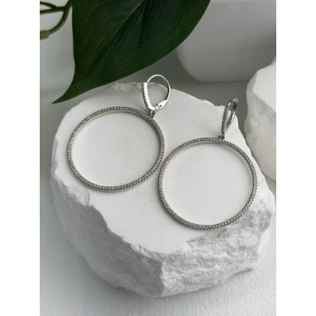 Elegant 925 Sterling Silver Cz Hoop Earrings