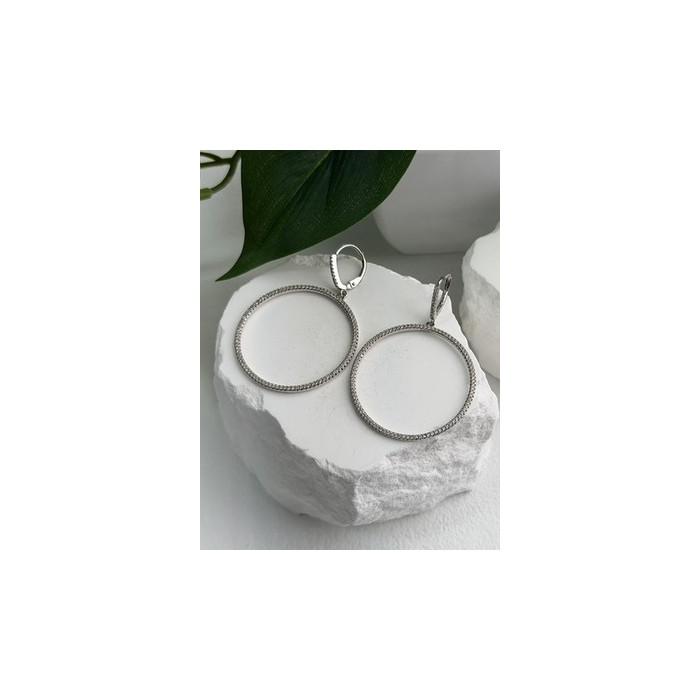 Elegant 925 Sterling Silver Cz Hoop Earrings