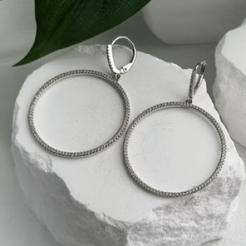 Elegant 925 Sterling Silver Cz Hoop Earrings