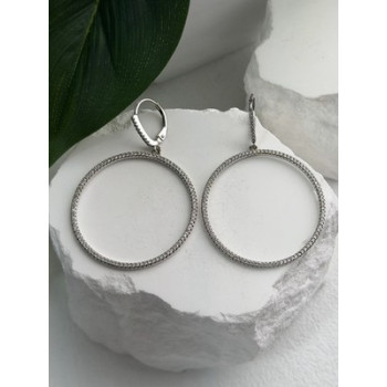Elegant 925 Sterling Silver Cz Hoop Earrings