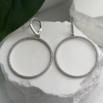 Elegant 925 Sterling Silver Cz Hoop Earrings