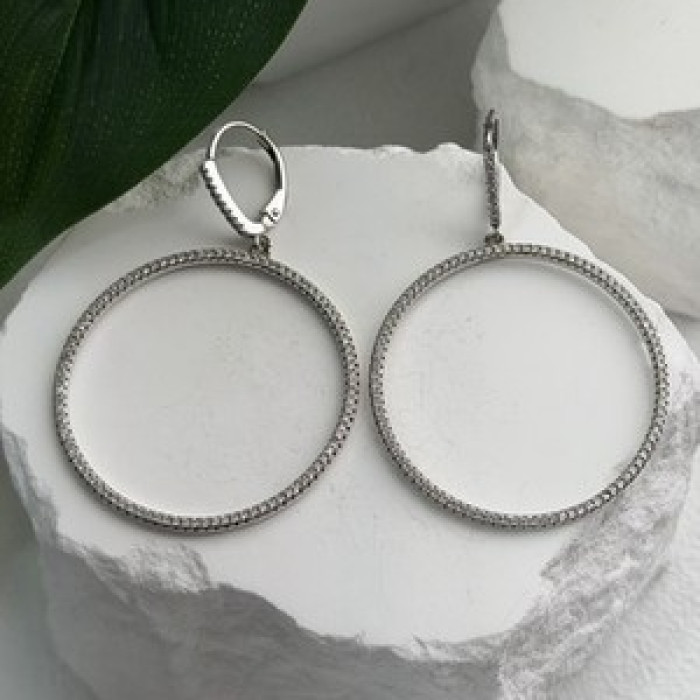 Elegant 925 Sterling Silver Cz Hoop Earrings