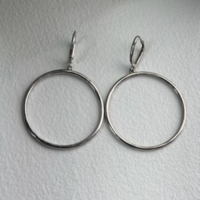 Elegant 925 Sterling Silver Cz Hoop Earrings