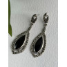 Elegant Vintage 925 Sterling Silver Onyx & Marcasite Earrings