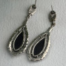 Elegant Vintage 925 Sterling Silver Onyx & Marcasite Earrings