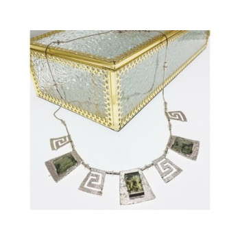 925 Sterling Silver Green Jade Necklace