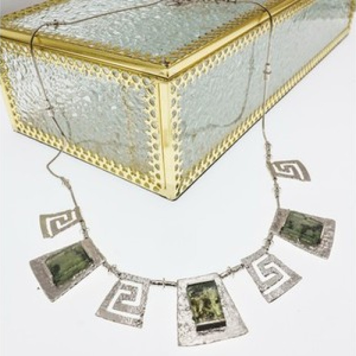 925 Sterling Silver Green Jade Necklace