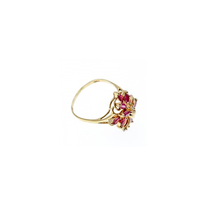 14K YELLOW GOLD SPINEL & DIAMONDS RING SIZE 10.5