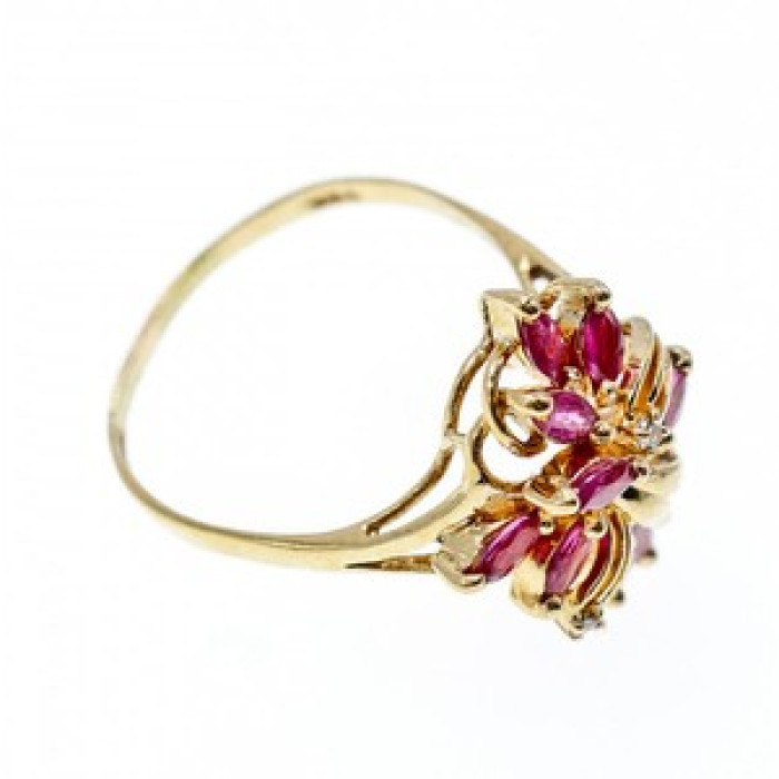 14K Yellow Gold Spinel & Diamonds Ring Size 10.5
